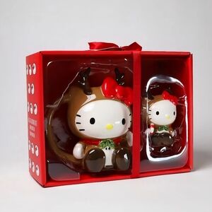 Hello Kitty Holly Jolly Reindeer Mug and Figurine Set New